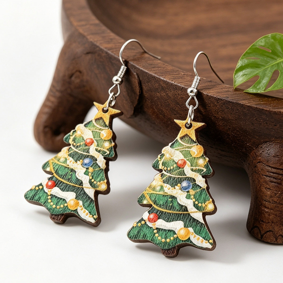 Colorful Lantern Christmas Tree-shaped Earrings