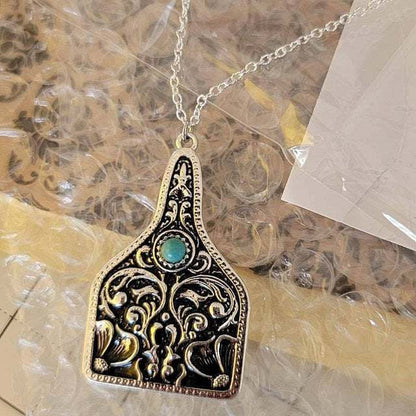 Turquoise Carved Pendant Necklace