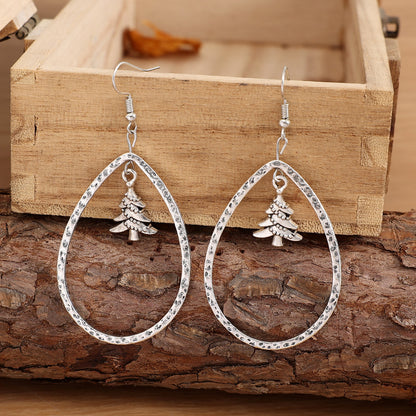 Creative Drop-shaped Hollow Christmas Tree Earrings
