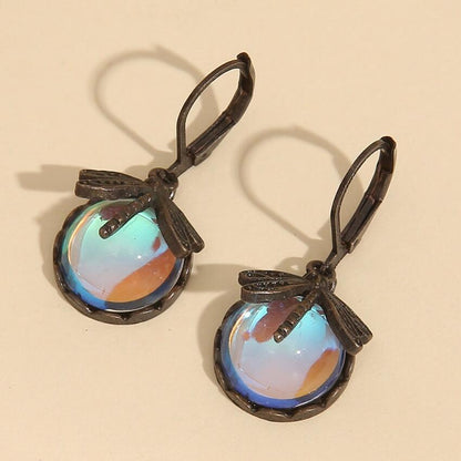 Vintage Moonstone Butterfly Pattern Earrings