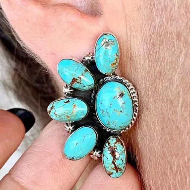 Geometric Flower Turquoise Earrings
