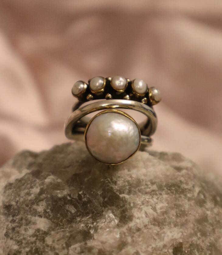 New Large Pearl Open Ring
