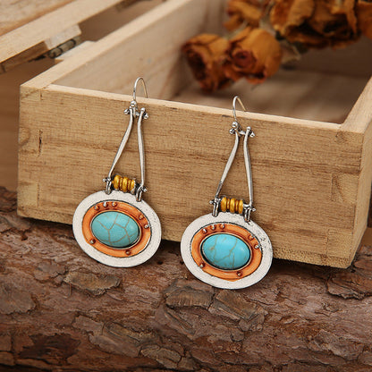 Elliptical Turquoise Double-Color Earrings