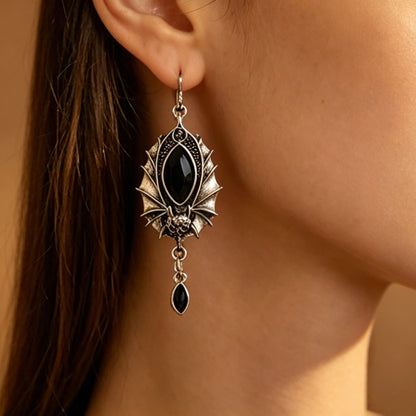 Black Crystal Bat Earrings
