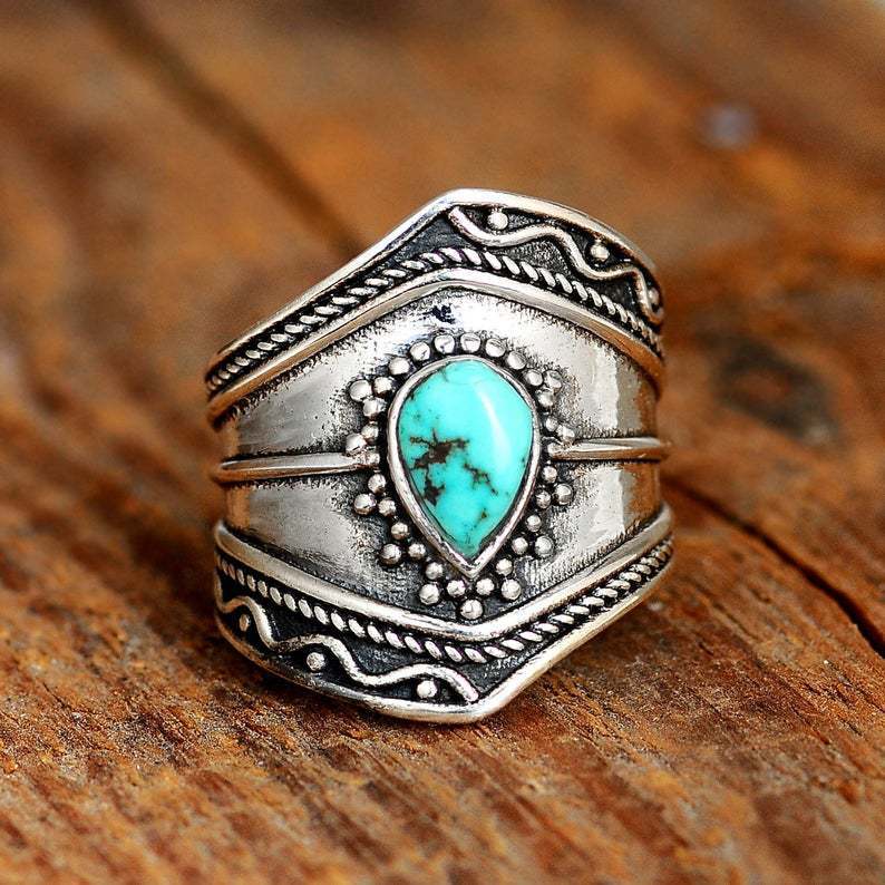 Bohemian Style Irregular Turquoise Ring