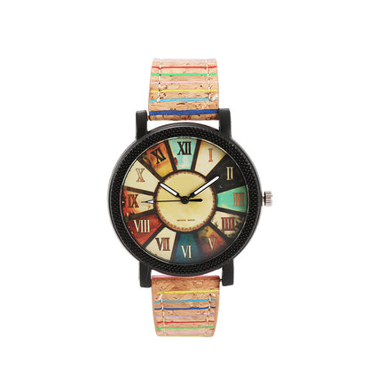 Wood Grain Rotating Dial Watch