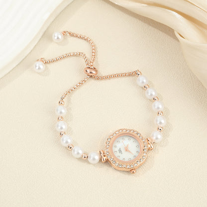 Pearl Set with Diamonds Bracelet Watch