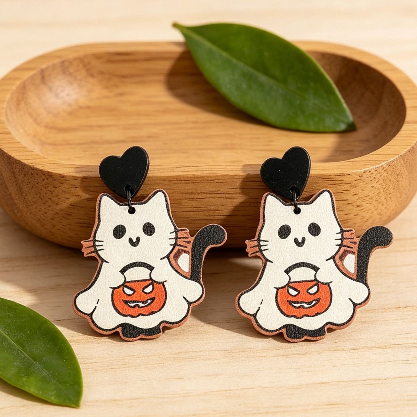 【Halloween Party】Scary Cat Pumpkin Earrings