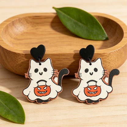 【Halloween Party】Scary Cat Pumpkin Earrings