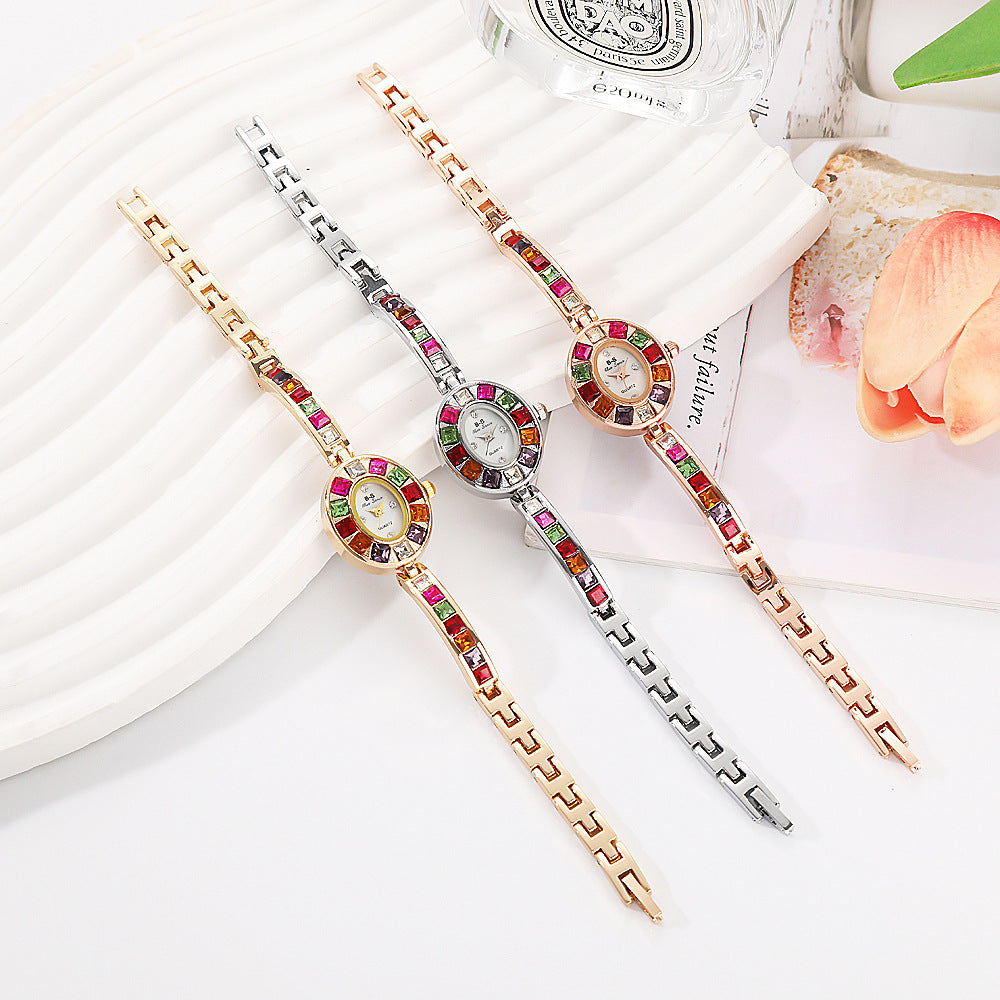 Colored Gemstone Inlaid Watch