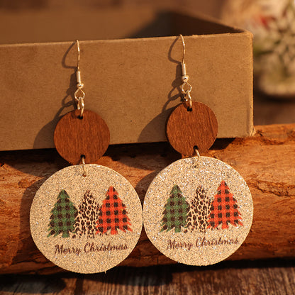 Round Sequin Multi-color Christmas Tree Earrings