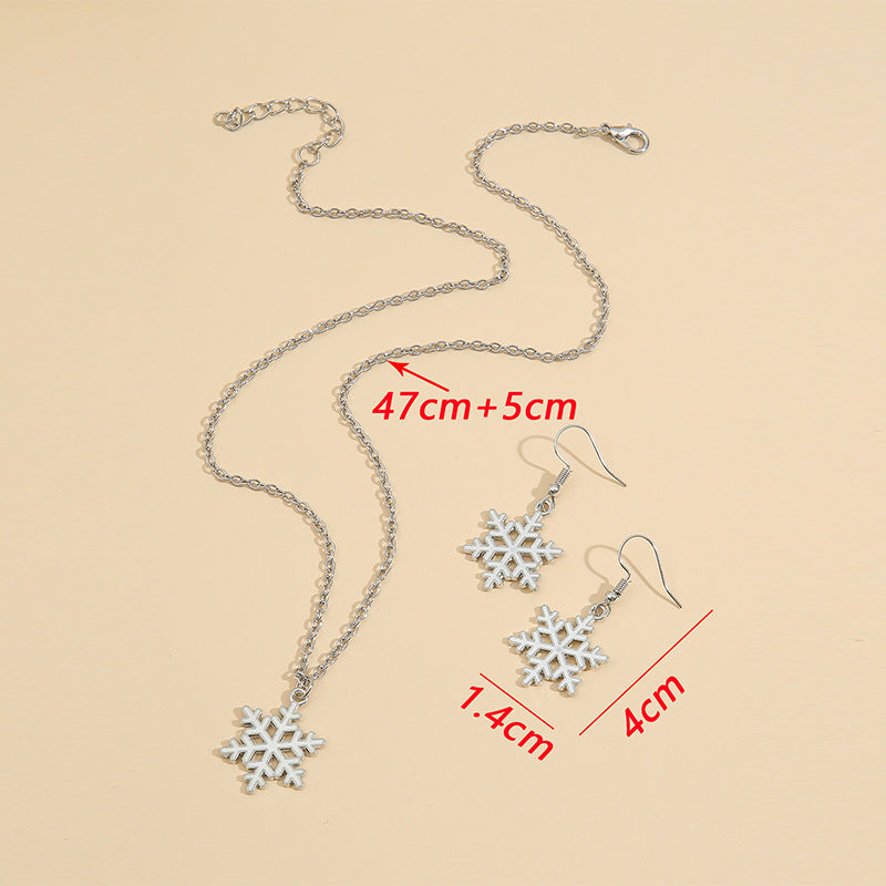 Christmas Snowflake Earrings and Necklace Sset