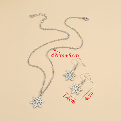 Christmas Snowflake Earrings and Necklace Sset