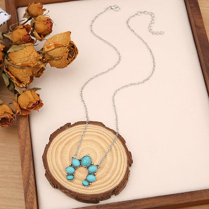 U-shaped Water-drop Turquoise Pendant Necklace