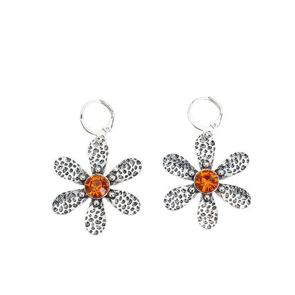 Silver Orange Flower Earrings