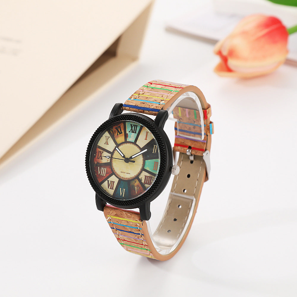 Wood Grain Rotating Dial Watch