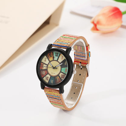 Wood Grain Rotating Dial Watch