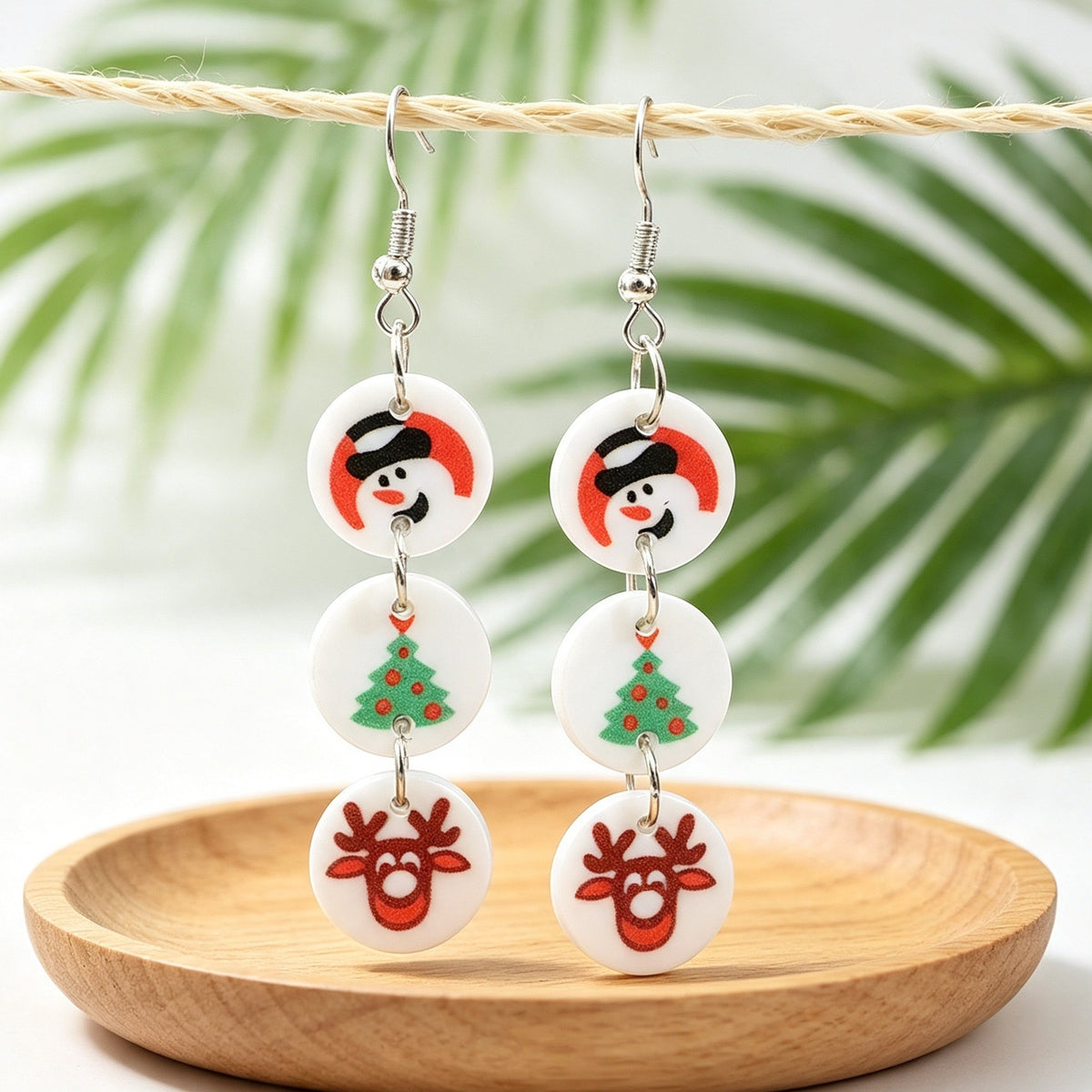 Christmas-themed Patchwork Earrings