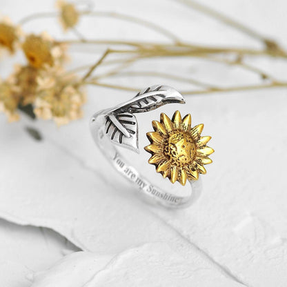 "you is my sunshine" Engraved Sunflower Ring
