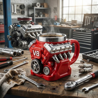 Chiesma V8 Engine Shaped Stainless Steel Mug — Insulated Coffee Cup for Car Lovers