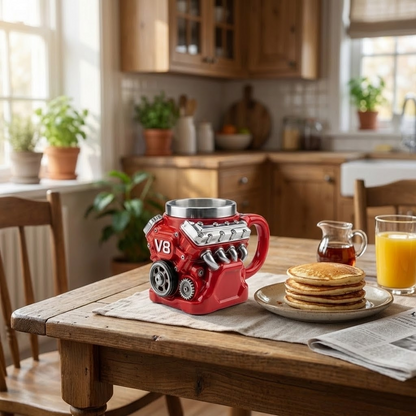 Chiesma V8 Engine Shaped Stainless Steel Mug — Insulated Coffee Cup for Car Lovers