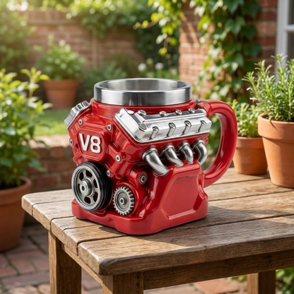Chiesma V8 Engine Shaped Stainless Steel Mug — Insulated Coffee Cup for Car Lovers
