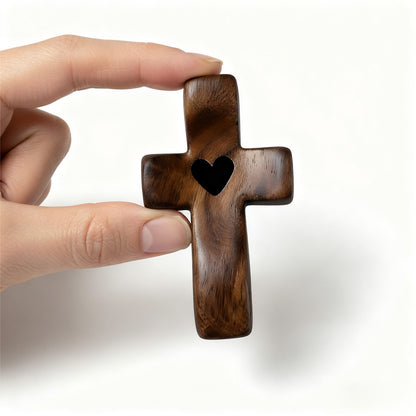 10-Pack Black Walnut Pocket Crosses – Comfort, Prayer & Stress Relief