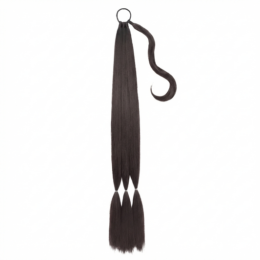 CHIESMA Long Braided Ponytail Extension – Wrap Around Straight Braided Hairpiece with Hair Tie (36Inch-Black)