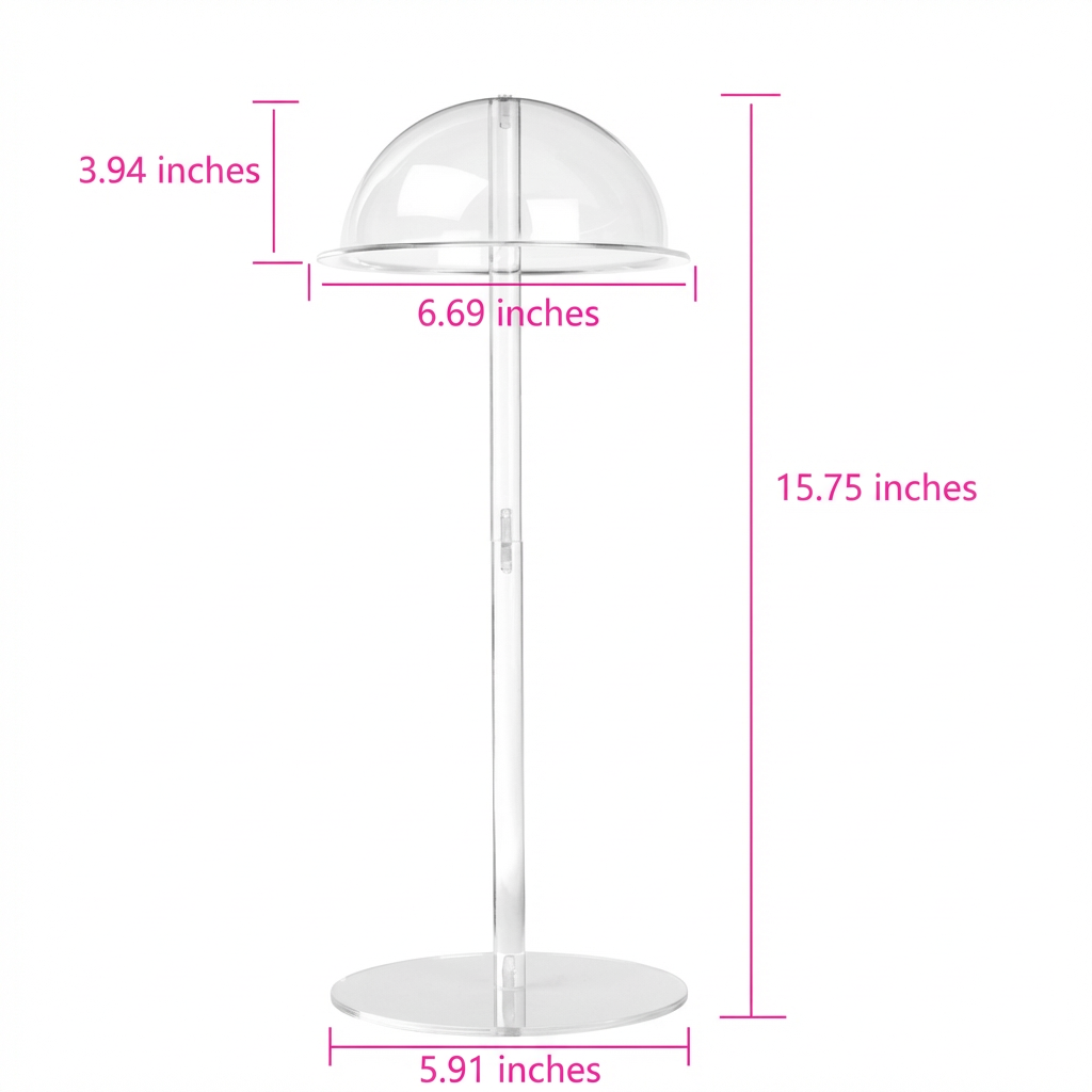CHIESMA Premium Acrylic Wig Stand - 16" Professional Dome Display & Storage Holder