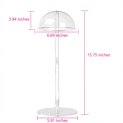 CHIESMA Premium Acrylic Wig Stand - 16" Professional Dome Display & Storage Holder