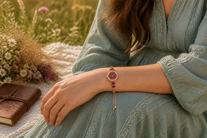 Diamond-encrusted Leaf-shaped Quartz Bracelet Watch