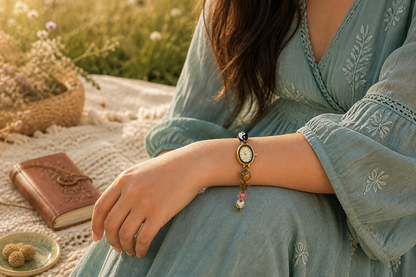 Retro Oval Enamel Bead Bracelet Watch