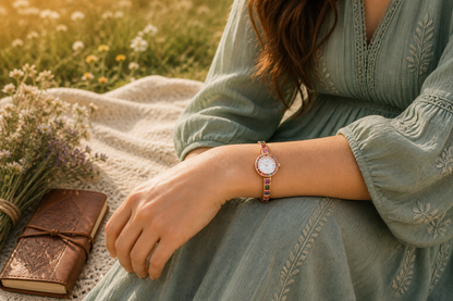 Colored Gemstone Inlaid Watch
