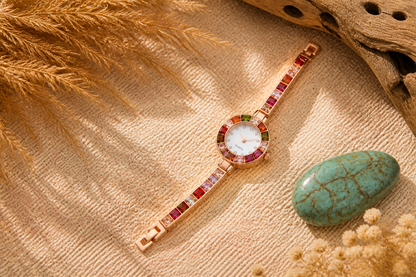 Colored Gemstone Inlaid Watch