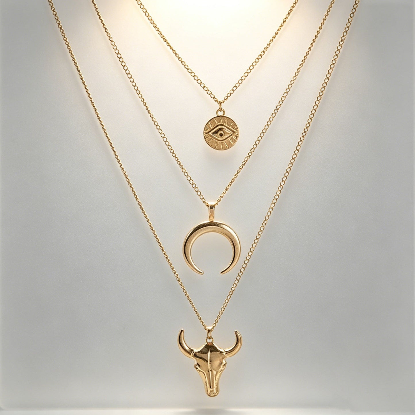 Cow-Head Geometric Multi-Layer Necklace