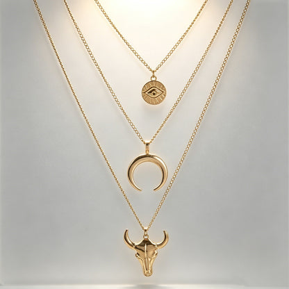 Cow-Head Geometric Multi-Layer Necklace