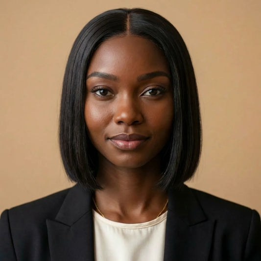180% density glueless blunt cut bob wig HD 5x5 lace closure for black women 10 Inch #1B natural black