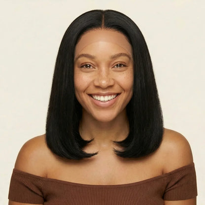 Glueless Bob Wig Back View — 13x4 HD Lace 210% Density Natural Black for Black Women | Chiesma