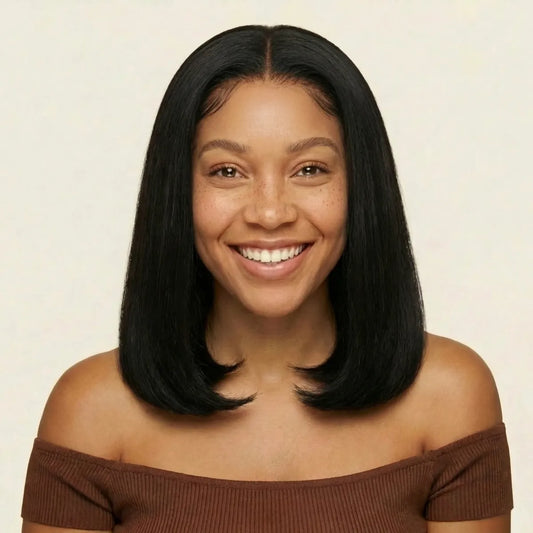 210% density glueless blunt cut bob wig HD 13x4 lace frontal for black women 10 Inch #1B natural black