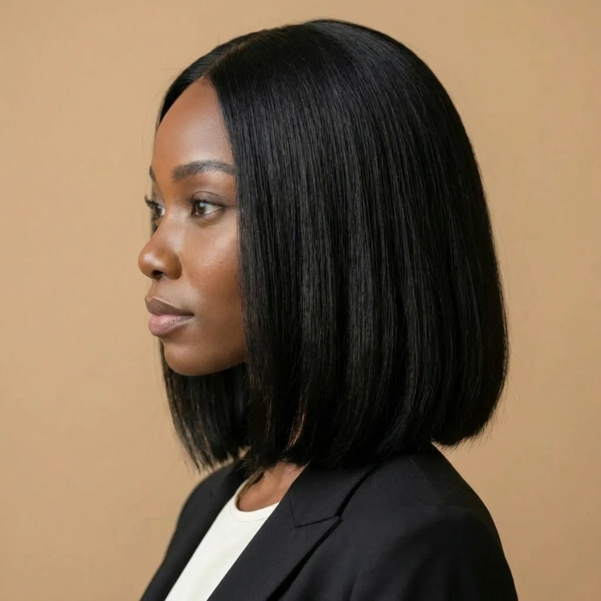 210% Density Closure Bob Wig Side View — Super Thick Glueless Wear and Go Melanin Friendly | Chiesma