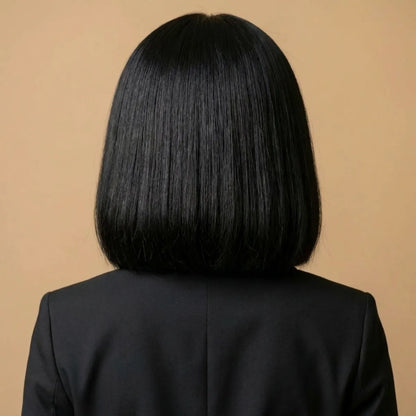 HD Closure Bob Wig Back View — Extra Dense Human Hair Wig for Black Women No Glue | Chiesma