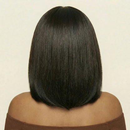 Premium HD Closure Bob Wig Side View — 250% Density Pre Plucked Human Hair Melanin Friendly | Chiesma