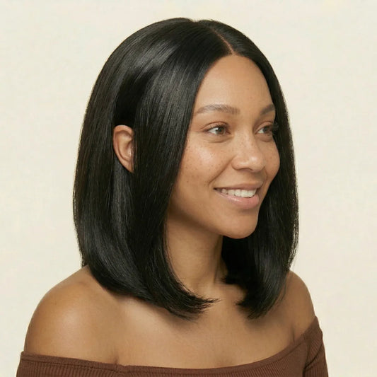 250% density glueless blunt cut bob wig 12A SSD HD 4x4 lace closure for black women 12 Inch #1B natural black