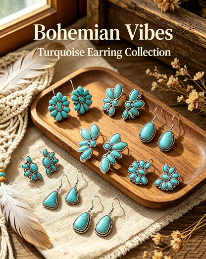 Bohemian Turquoise Earring 12-Piece Set