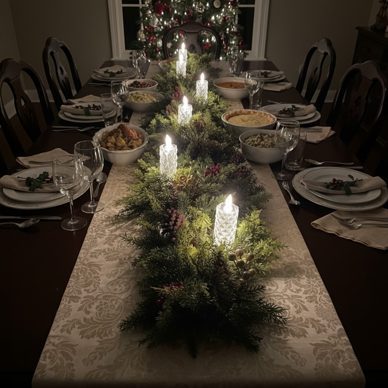 Rose Shadow LED Flameless Candles Set | Romantic Battery Pillar Lights