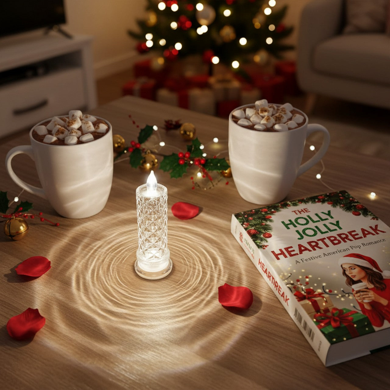 Rose Shadow LED Flameless Candles Set | Romantic Battery Pillar Lights