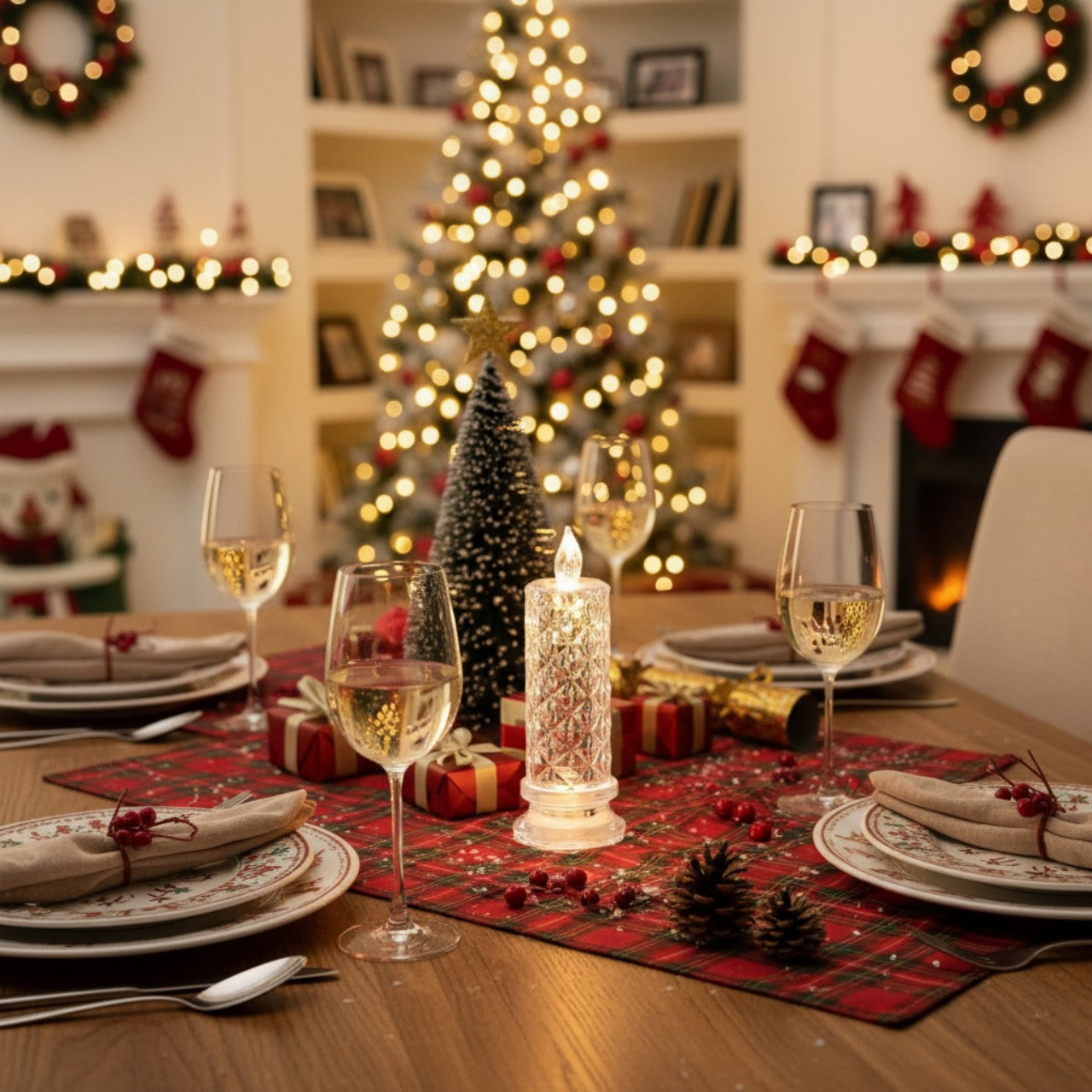 Rose Shadow LED Flameless Candles Set | Romantic Battery Pillar Lights