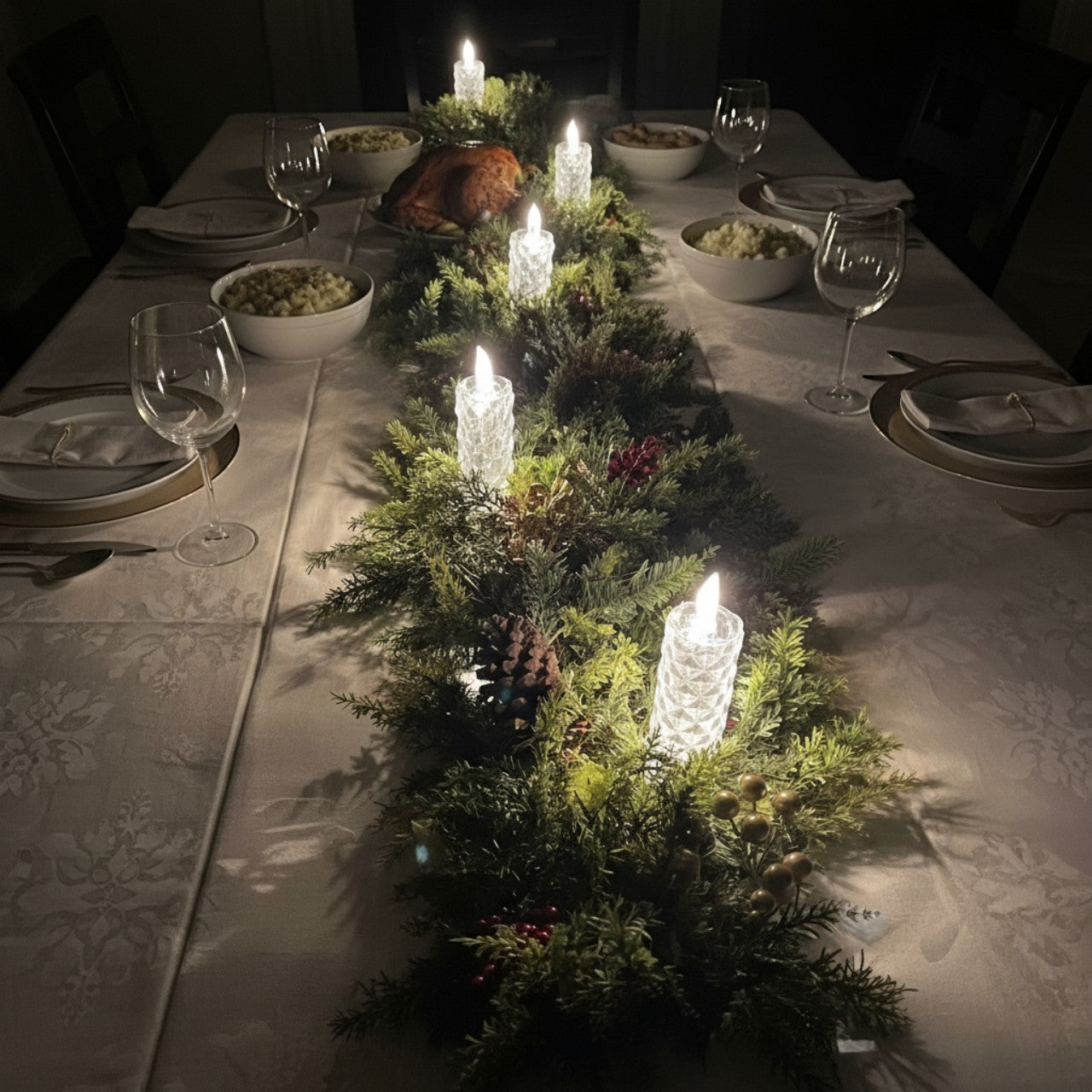 Rose Shadow LED Flameless Candles Set | Romantic Battery Pillar Lights