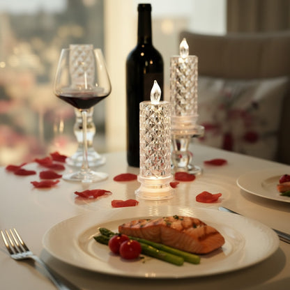 Rose Shadow LED Flameless Candles Set | Romantic Battery Pillar Lights