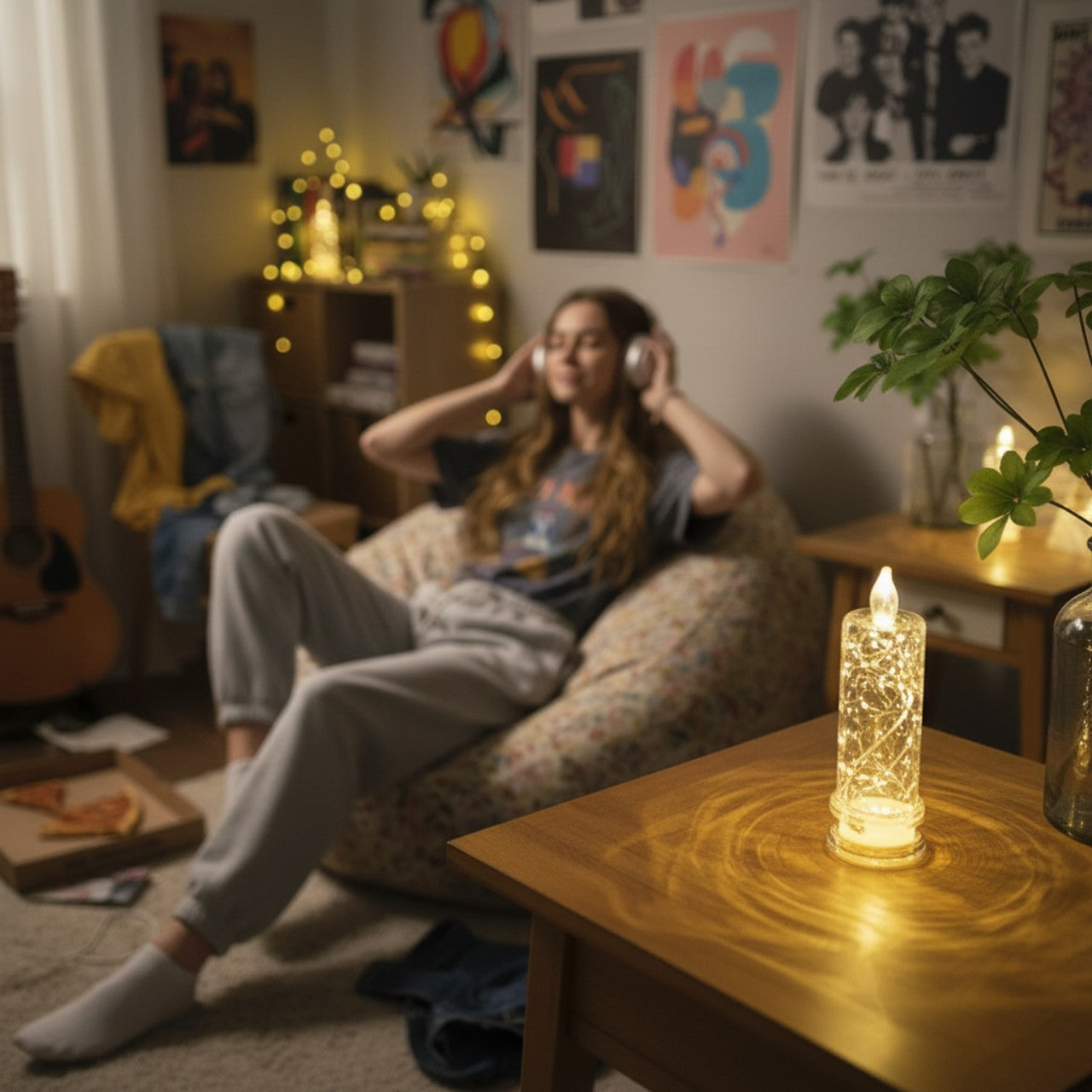 Rose Shadow LED Flameless Candles Set | Romantic Battery Pillar Lights